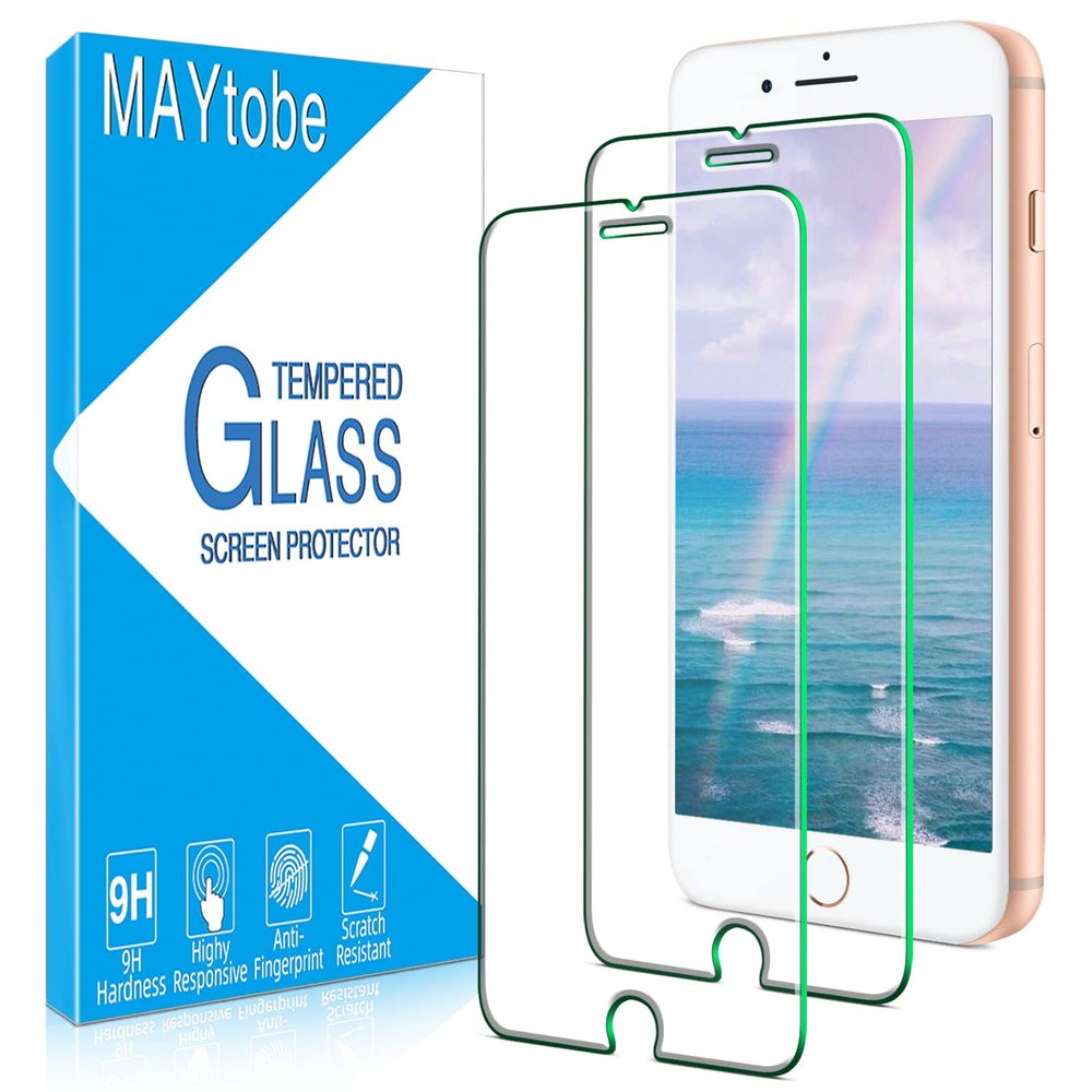 MAYtobe 2-Pack Tempered Glass Screen Protectors for iPhone 8 Plus/7 Plus/6s Plus/6 Plus