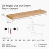 LAMO Manufaktur Solid Wood Shelf with White Z-Shaped Brackets | 60 cm-Wide Wall Shelf for Bathroom, Hallway, Kitchen, Industrial Style | Raw Finish, Straight Edge | Vintage Character view 2