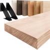 LAMO Manufaktur Solid Wood Wall Shelf with Black V-Shaped Brackets, 120 cm, Raw Finish, Straight Edge view 1