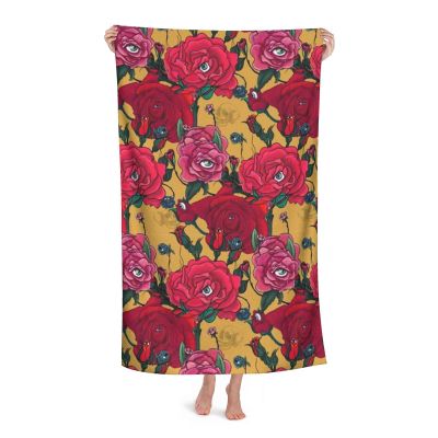 FFLSDR Microfiber Beach Towel, Flower Elk River Skull, Super Absorbent, 80 x 130 cm