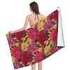 FFLSDR Microfiber Beach Towel, Flower Elk River Skull, Super Absorbent, 80 x 130 cm view 3