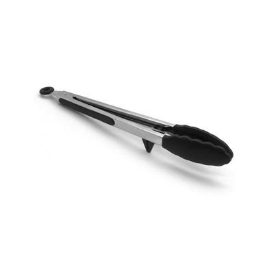 9/12-Inch Kitchen Cooking Tongs, Heat-Resistant Stainless Steel BBQ Tongs with Silicone Tips and Stand Design (9-Inch Black)