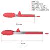 9/12-Inch Kitchen Cooking Tongs, Heat-Resistant Stainless Steel BBQ Tongs with Silicone Tips and Stand Design (9-Inch Black) view 3