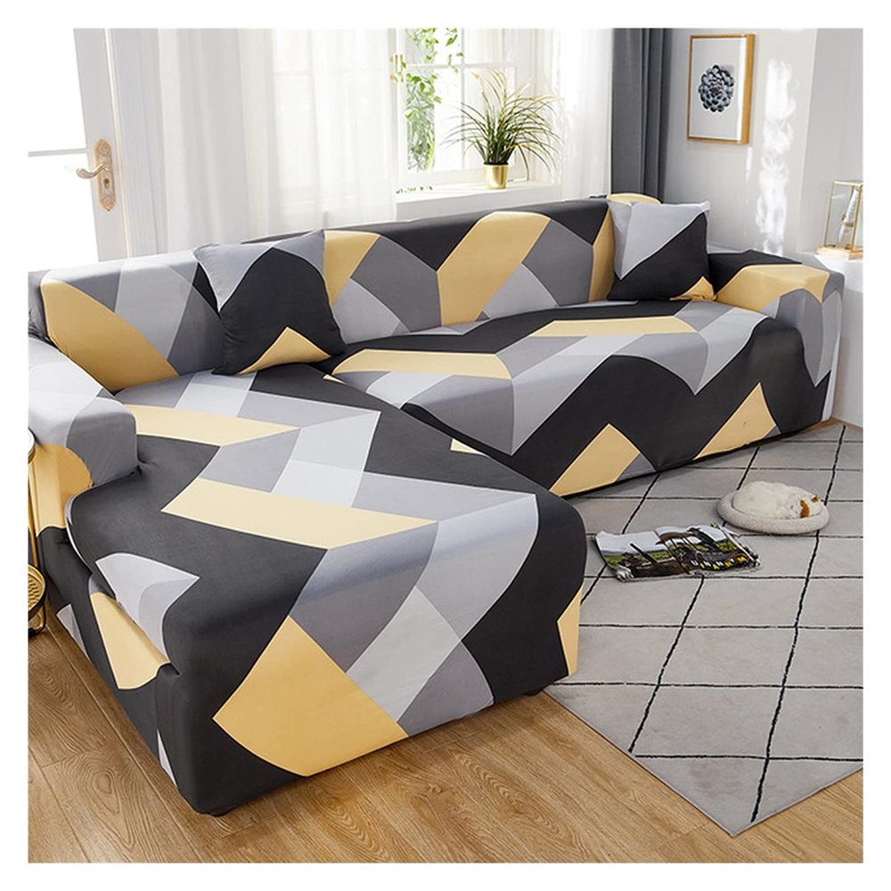uyeoco L-Shaped Sectional Sofa Cover, Stretch Sofa Slipcover, 4-Seater (235–300 cm), Color J