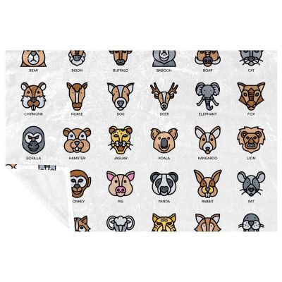 BestIdeas Animal Head Blanket, Thin, Color Icons, Soft, Warm and Cozy, Throw for Bed, Couch, Sofa, Picnic, Camping and Beach, 150 x 100 cm