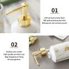 Tauzveok Luxury 4-Piece Ceramic Bathroom Set, Soap Dispenser, Toothbrush Cups, Soap Dish, White with Gold Marbling view 2