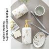 Tauzveok Luxury 4-Piece Ceramic Bathroom Set, Soap Dispenser, Toothbrush Cups, Soap Dish, White with Gold Marbling view 4