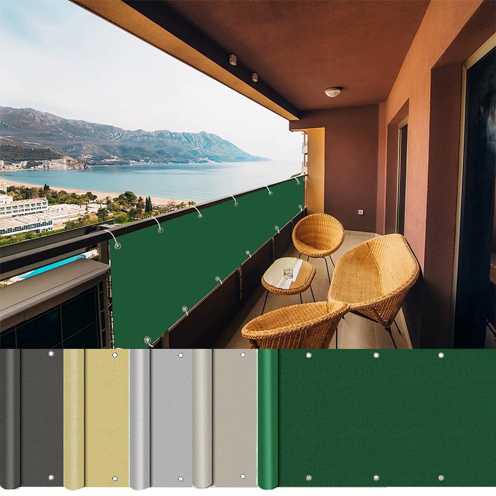 AEREY Balcony Privacy Screen 130 x 650 cm, Dark Green
