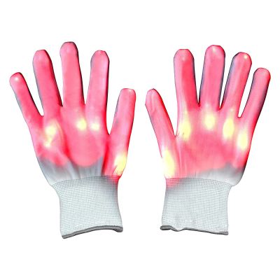 Lychee LED Light-Up Gloves for Adults, 6 Flashing Modes, Skeleton Design, Red
