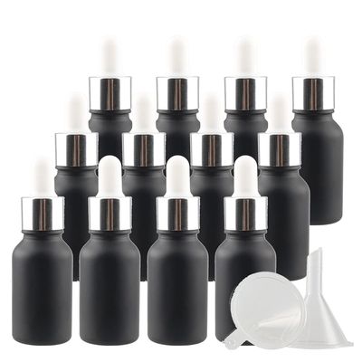 TIANZD 12-Pack 15 mL Matte Black Glass Dropper Bottles with Glass Pipettes