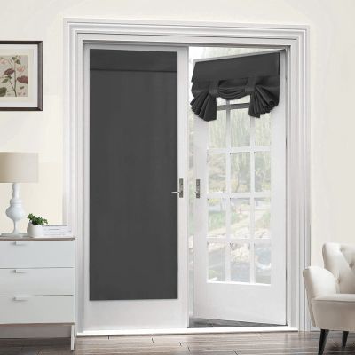 French Door Panel Curtains, 2-Piece Set, No-Drill, Hook-and-Loop, Blackout, Thermal Insulated, Dust-Resistant, 26 x 68 in, Dark Gray