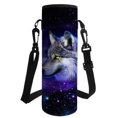 Belidome Galaxy Wolf Soft Insulated Neoprene Bottle Sleeve with Shoulder Strap