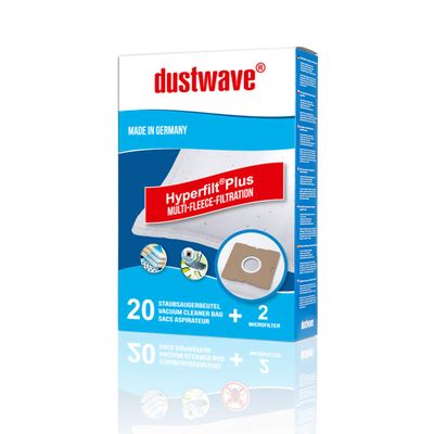 20 dustwave PREMIUM vacuum bags for Melissa 640.071/640-071, extra-thick nonwoven fabric, Made in Germany + 2 microfilters