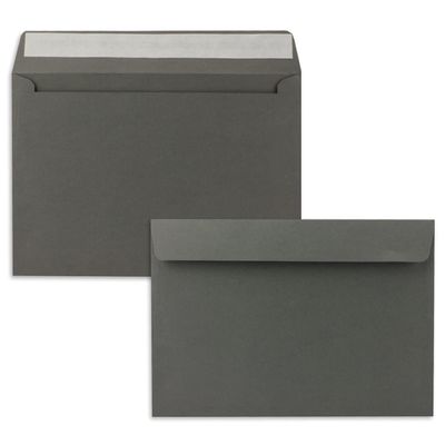 50 Anthracite DIN C5 Envelopes, 6.4 x 9 in, Peel-and-Seal