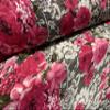 Chiffon Fabric by the Meter, Roses on Lace, Fuchsia view 1