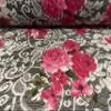 Chiffon Fabric by the Meter, Roses on Lace, Fuchsia view 3