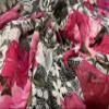 Chiffon Fabric by the Meter, Roses on Lace, Fuchsia view 4