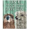 TNND Metal Sign "Woof The Gate Open," Alpaca, Vintage Style, 20.3 x 30.5 cm view 1