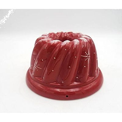 MegaStore Express Kougelhopf Baking Pan, Cherry Red, Deer, White, 22 cm