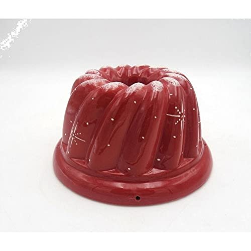 MegaStore Express Kougelhopf Baking Pan, Cherry Red, Deer, White, 22 cm