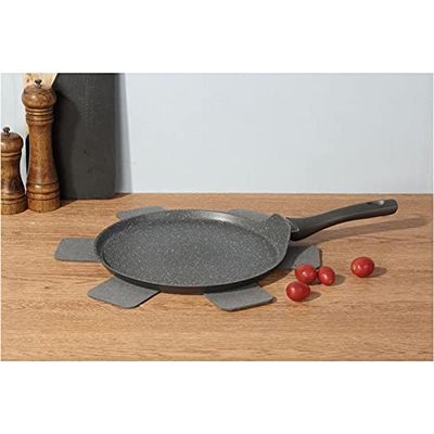 MegaStore Express Napoleon Crêpe Pan, 28 cm, Forged Aluminum, Gray