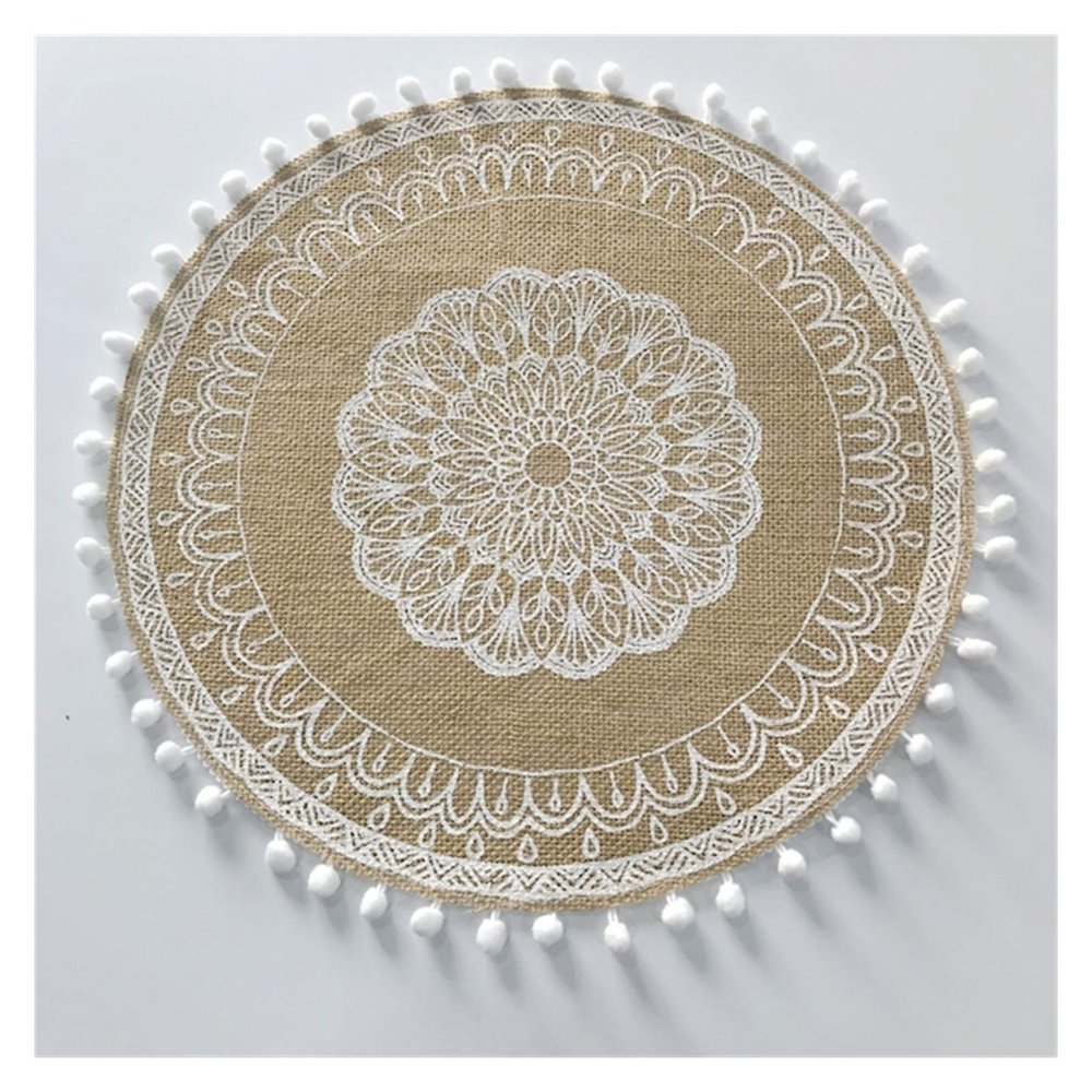 LIANYG Round Heat-Insulating Dining Table Mat, 38 cm, Color H
