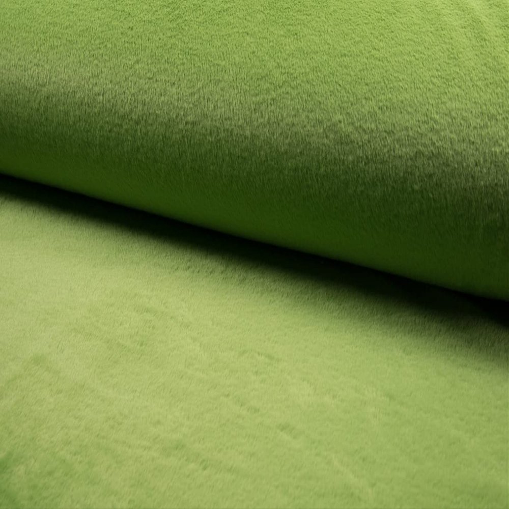 Luxurious Short-Pile Plush Super-Soft Faux Fur Fabric, 10 m, 1000 x 150 cm, Lime Green