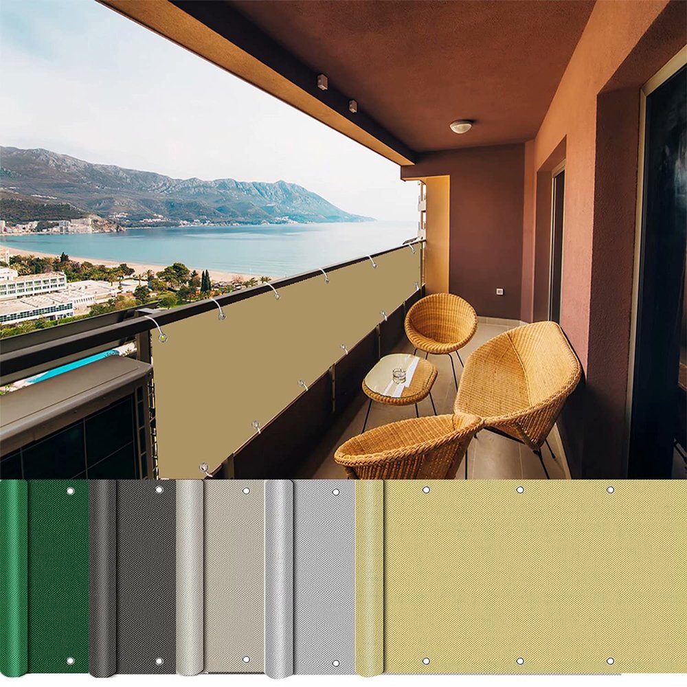 AEREY Balcony Privacy Screen 94 x 500 cm, Waterproof and Opaque, Cream