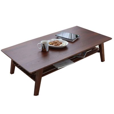 Sywlwxkq Multifunctional Natural Wood Low Table with Storage Shelf