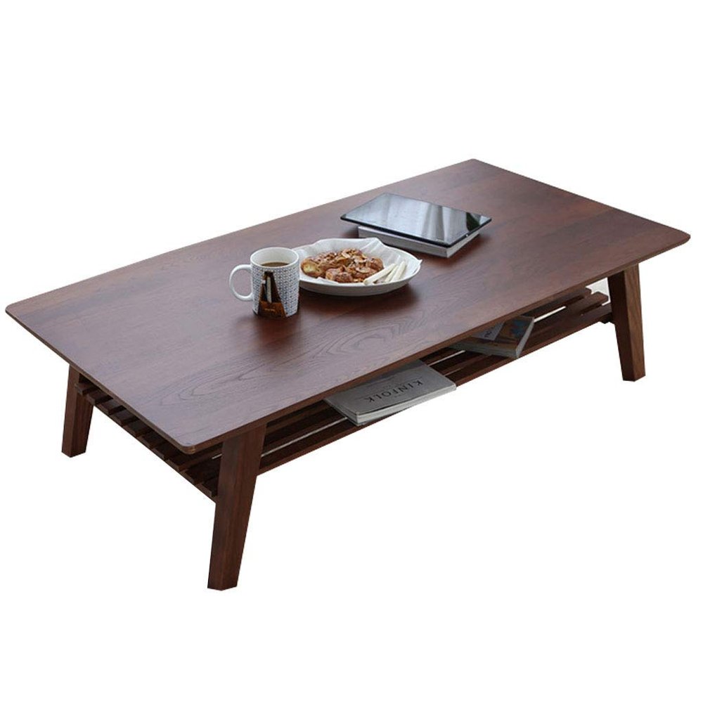 Sywlwxkq Multifunctional Natural Wood Low Table with Storage Shelf