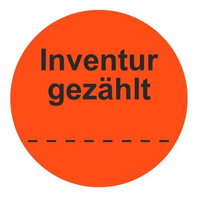 Inventory Labels, "Inventory Counted" Stickers – 50 mm Diameter – 1,000 Pieces (Fluorescent Red)