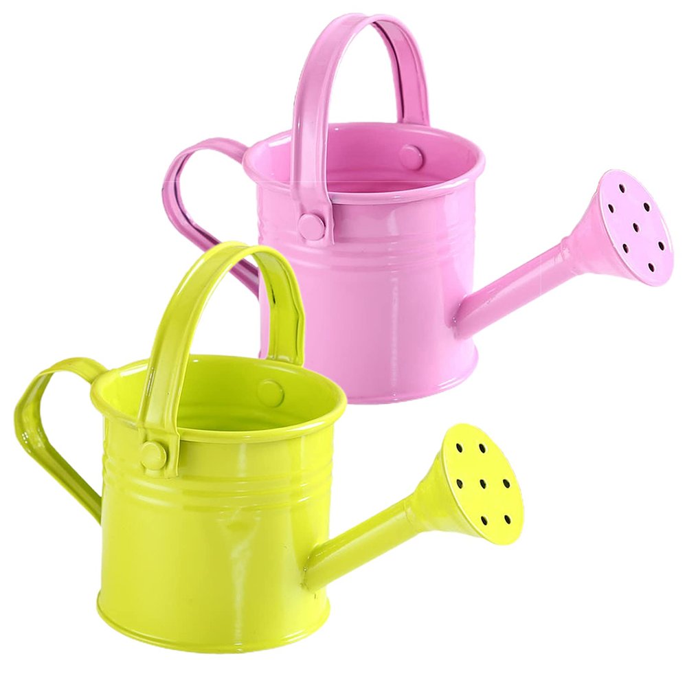 EESLL Metal Watering Cans, 2-Pack, Mini, Pink and Light Green