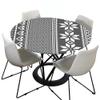 Chickw1 Round Waterproof, Washable Tablecloth, 3D Linen Style, Elastic Edge, Gray Geometric, 120 cm view 1