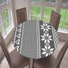 Chickw1 Round Waterproof, Washable Tablecloth, 3D Linen Style, Elastic Edge, Gray Geometric, 120 cm view 2