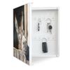 banjado Large Metal Key Cabinet, 30 x 30 cm, Writable, 32 Hooks, White, Left Hinge, Nicki Design view 4