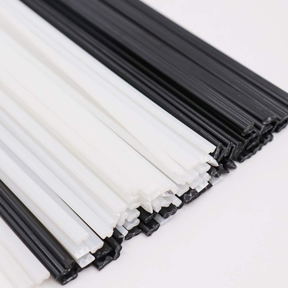 Geeyu ZHaonan ABS Plastic Welding Rods, Black/White, 25 cm, 2.5 × 5 mm, ABS White, 10 pcs