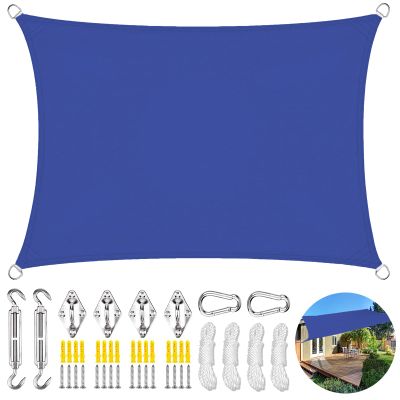 Rectangular Sun Shade Sail with Hardware Kit, Water-Resistant UV Protection, Cream, 2 x 1.8 m
