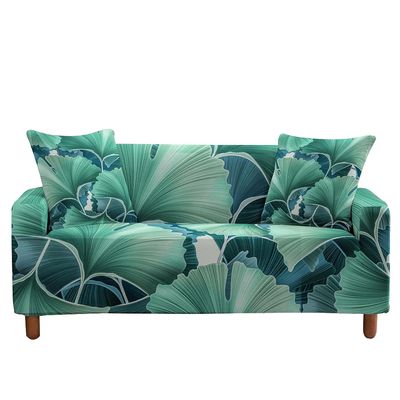 Highdi Stretch Sofa Cover for 2-Seater Sofa, 3D Leaf Pattern, Hawaii