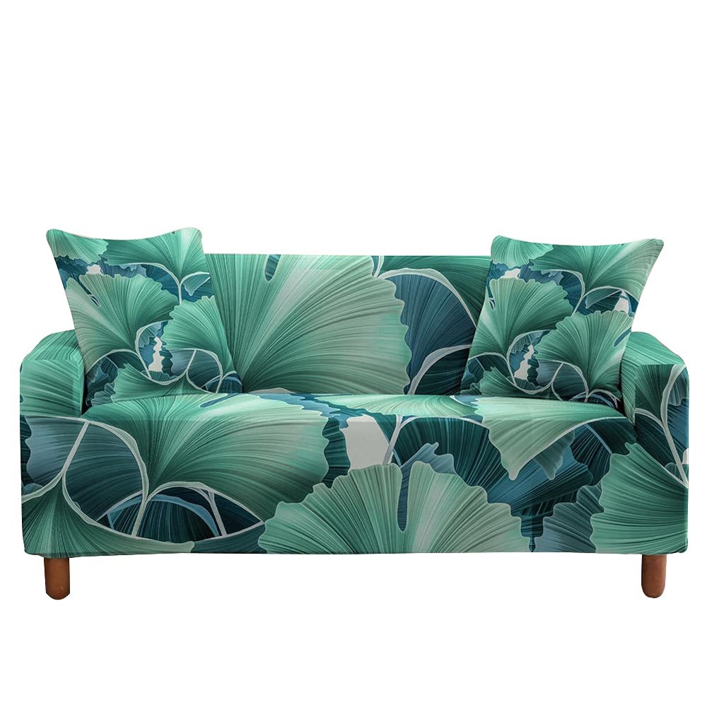 Highdi Stretch Sofa Cover for 2-Seater Sofa, 3D Leaf Pattern, Hawaii