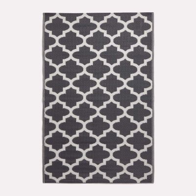 Homescapes NOLA Weatherproof Outdoor Rug, Recycled Polypropylene, Reversible, Black and White, 180 x 270 cm
