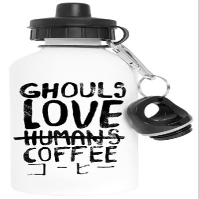 Vendax Ghouls Love Coffee Aluminum White Water Bottle with Screw Cap