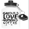 Vendax Ghouls Love Coffee Aluminum White Water Bottle with Screw Cap view 1