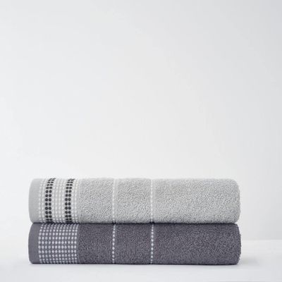 GC GAVENO CAVAILIA Super-Soft Egyptian Cotton Bath Towels, 2-Piece Set, Gray