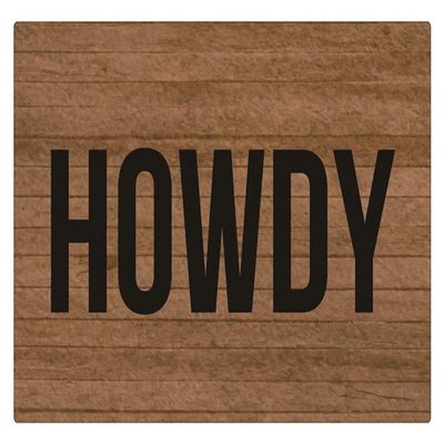 Howdy Wooden Doormat, Indoor and Outdoor, 80 x 50 cm, Brown