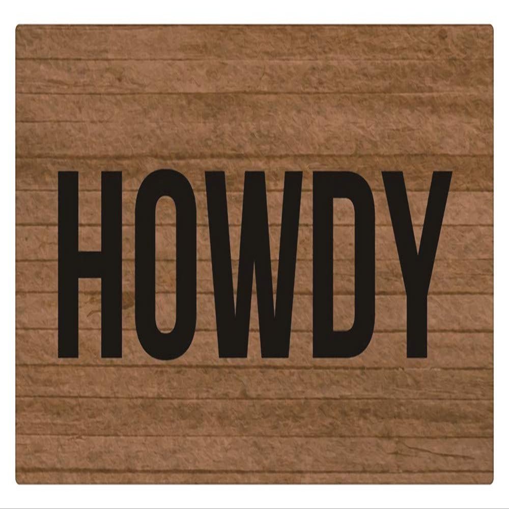 Howdy Wooden Doormat, Indoor and Outdoor, 80 x 50 cm, Brown