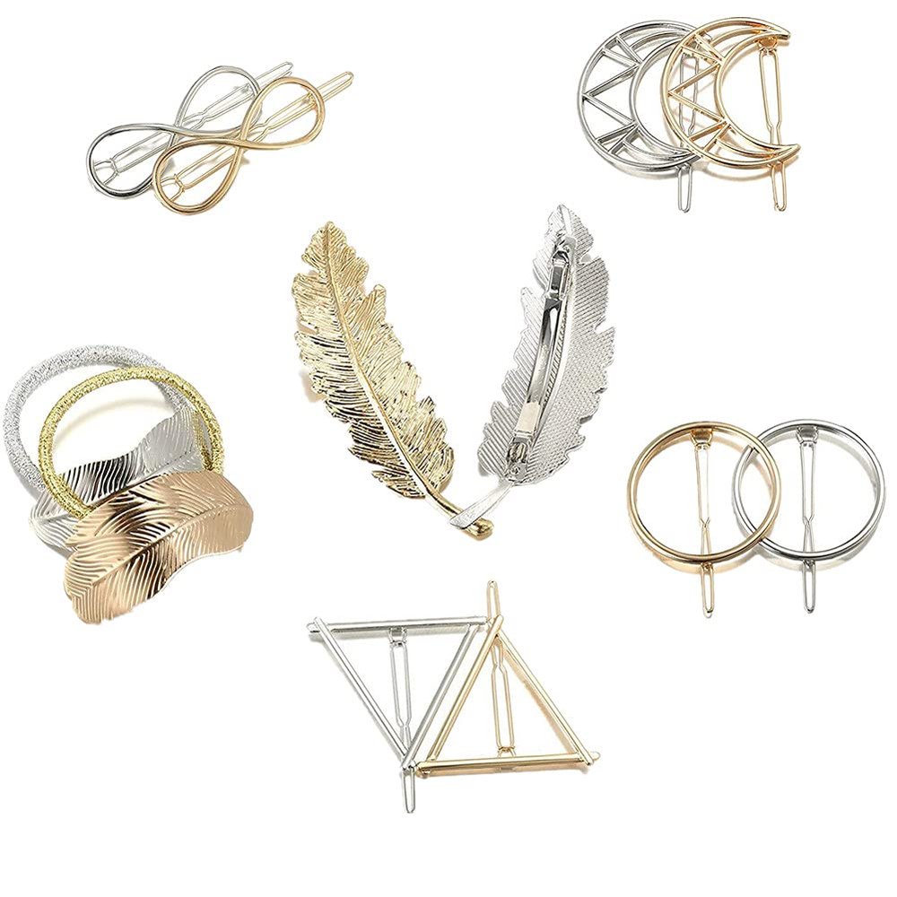 cuhair 12-Piece 3D Retro Metal Hair Clips, Hollow Word Clips, Popular Hair Accessories (12pcs-B)
