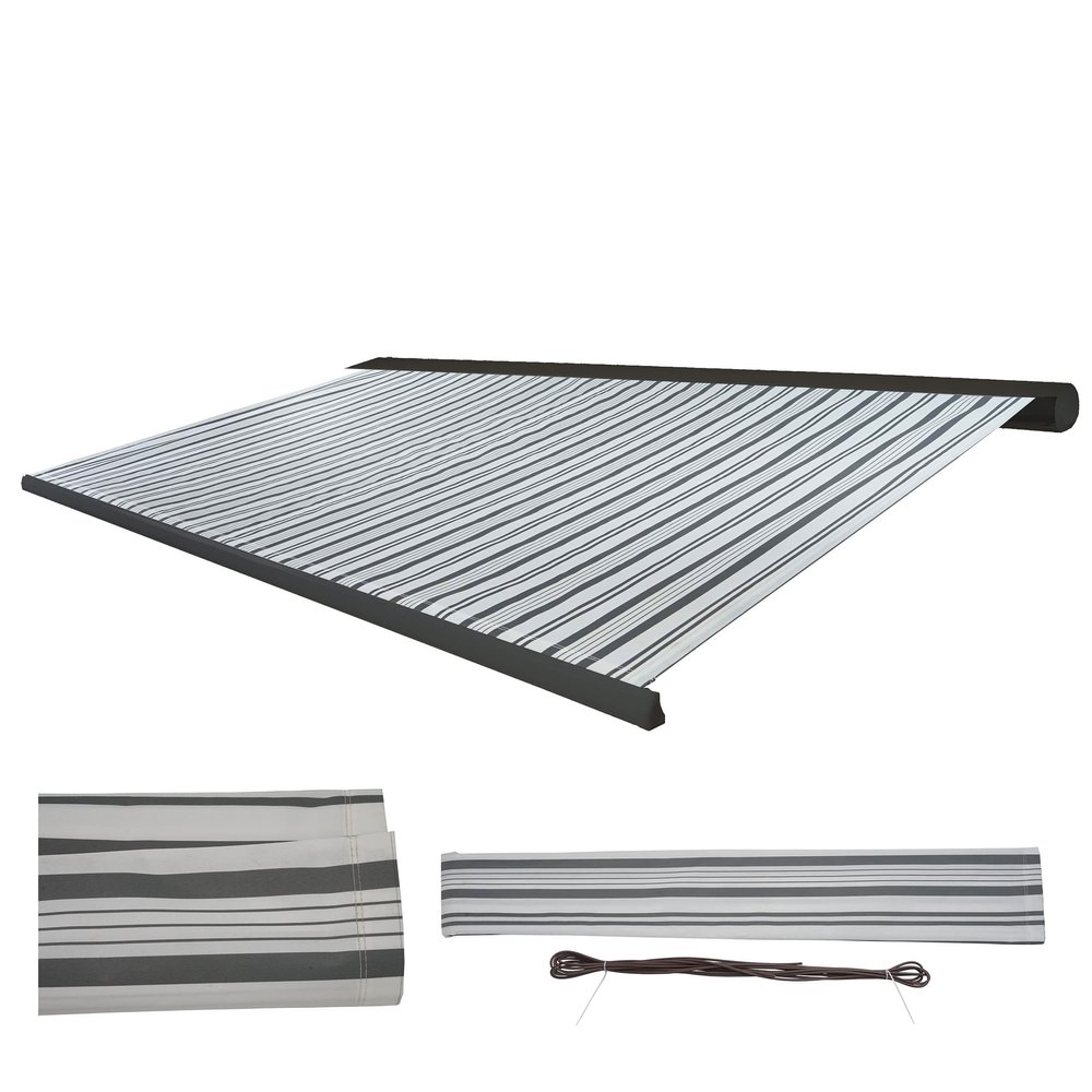 Mendler Replacement Awning Cover T124, Gray-White Polyester