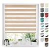 Tom'Shop Clamp-Fit Double Roller Blind, No Drilling, Beige, 130 x 150 cm view 1