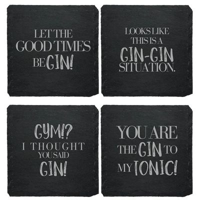 Slate Coaster Set of 4 with Gin Sayings