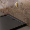 Black Mineral Marble Shower Tray with Slate Look, Paris Series, 3 cm, Gelcoat-Coated, Slip-Resistant (90 x 170 cm) view 2
